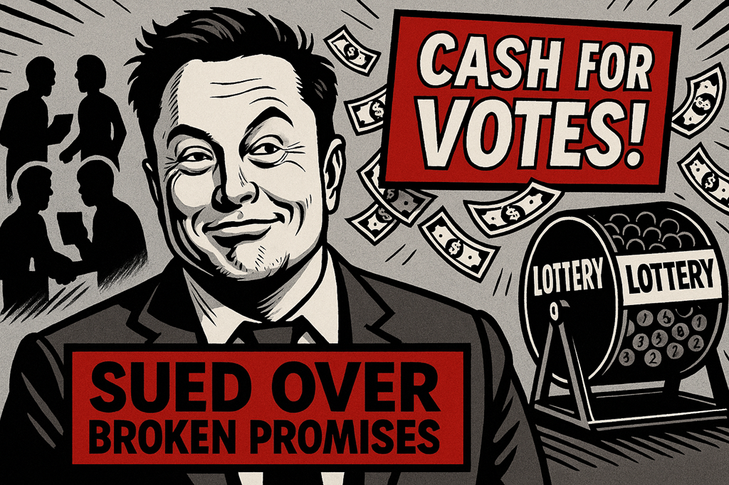 "Unterschreib hier – gewinn vielleicht! Oder auch nicht." Elon Musk, America PAC und das große Geldversprechen