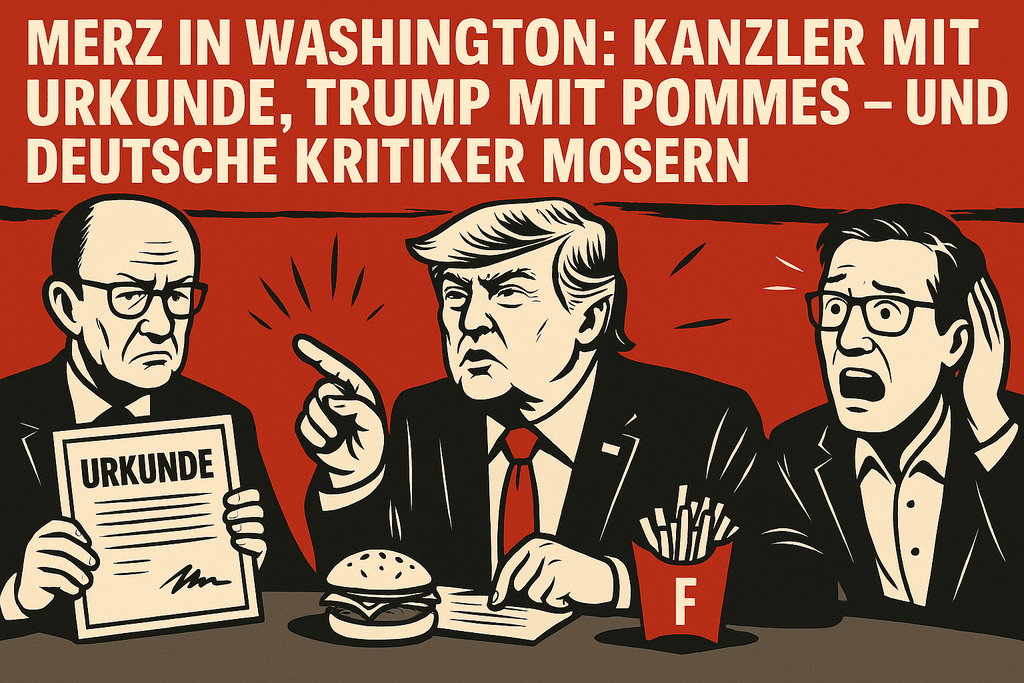 Merz in Washington: Kanzler mit Urkunde, Trump mit Pommes – und deutsche Kritiker im Panikmodus