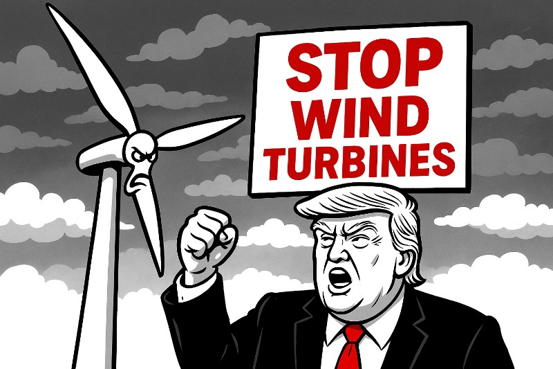 Dreht euch gefälligst nicht! – Wie Trump den Wind verklagt und das Klima gleich mitverhaftet