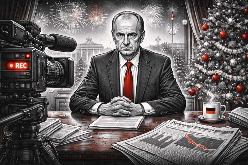 Der Kanzler und das Kaminfeuer ohne Wärme – Neujahrsansprache aus sicherer Entfernung