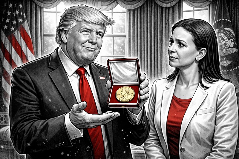 Der Friedensnobelpreis im Handgepäck – Donald Trump, María Corina Machado und die diplomatische Kunst der Selbstumarmung