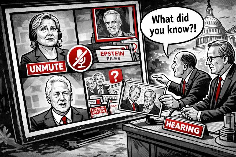 Bitte auf „Unmute“ klicken: Die Clintons und das ewige Hearing