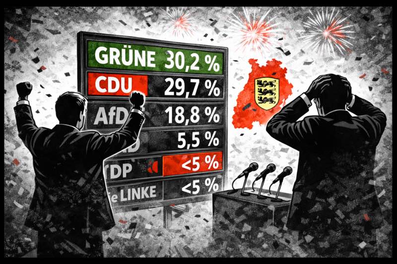 Der Wahlsieg im Schwabenformat: 0,5 Prozent entscheiden über Baden-Württemberg