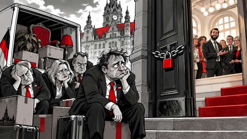 Grafik: AfD vorm Rathaus - Demokratiezylinder hält dicht