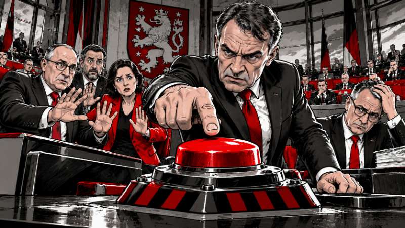 Grafik: Höcke drückt den großen Landtags-Auflösungsknopf