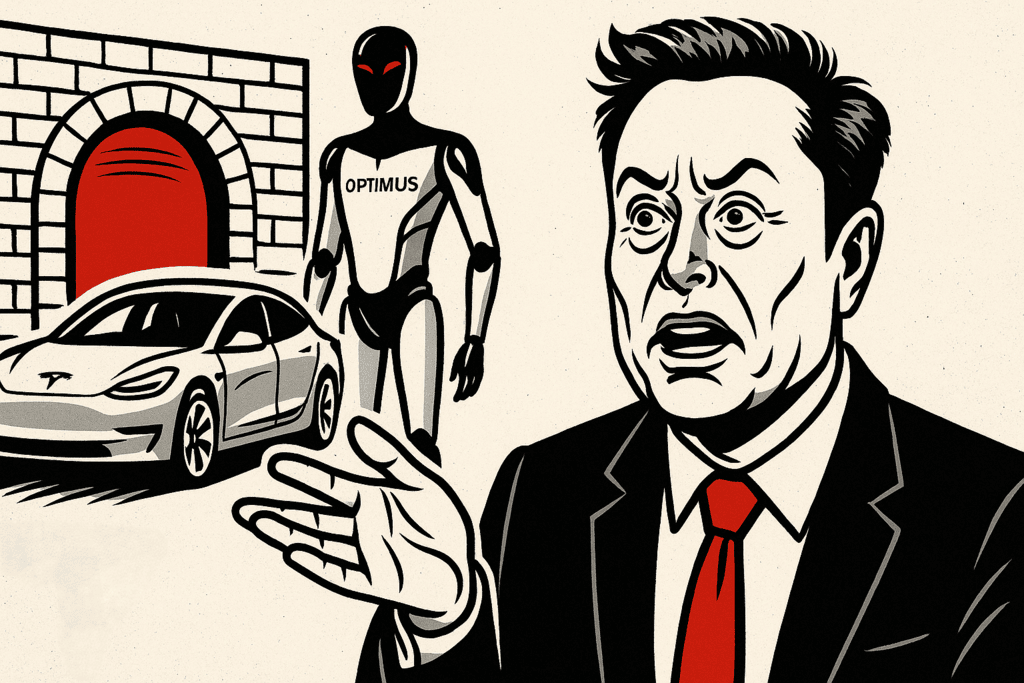 Tesla fährt gegen die Wand – aber Elon malt ein Tor drauf