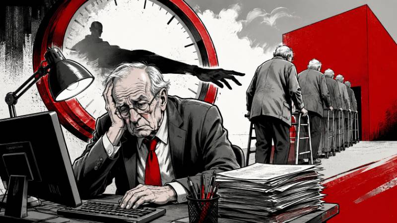 Grafik: Arbeiten bis der Rollator Überstunden macht