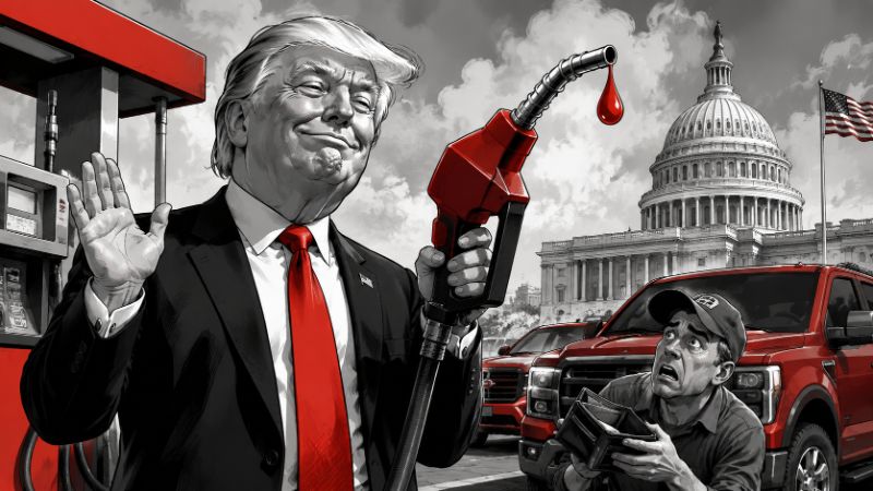 Grafik; Trump kämpft heldenhaft gegen teures Benzin