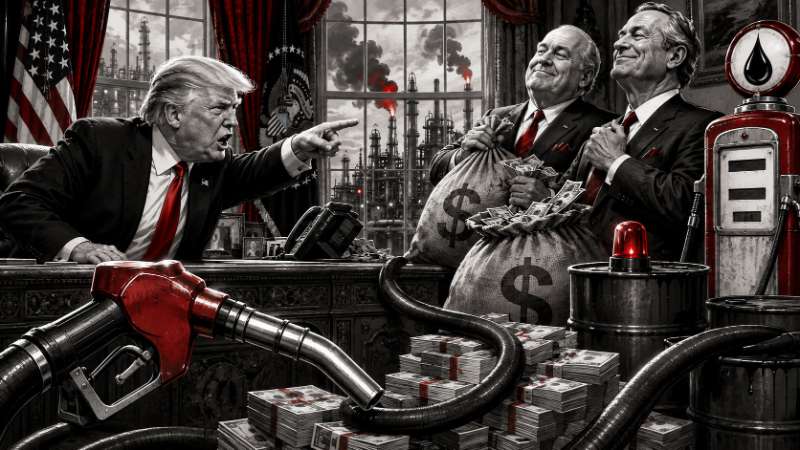 Grafik: Trump entdeckt den Sozialismus an der Zapfsäule