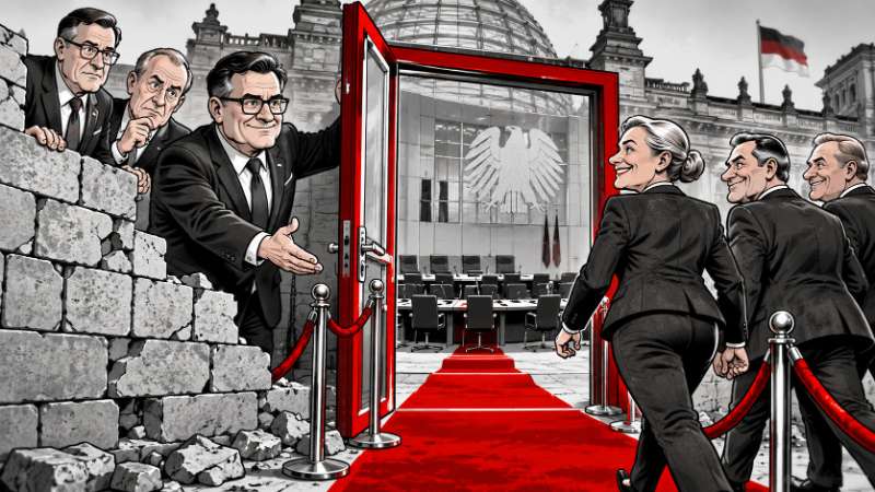 Grafik: CDU und AfD: Brandmauer mit VIP-Eingang