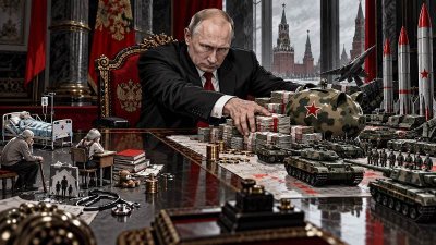 Putins Sparschwein trägt Tarnfleck