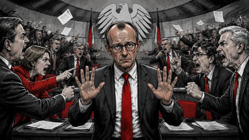 Grafik: Friedrich Merz auf der Suche nach Fraktionsfrieden