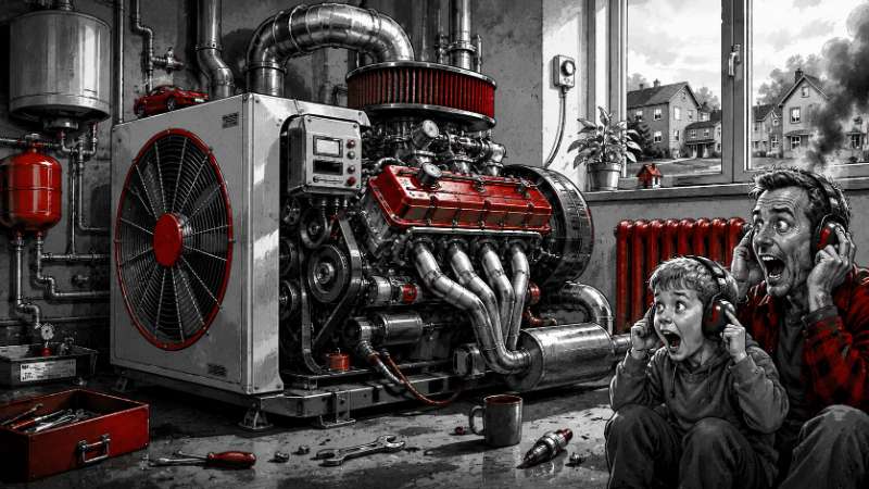 Grafik: Die Wärmepumpe mit eingebautem Motorsound
