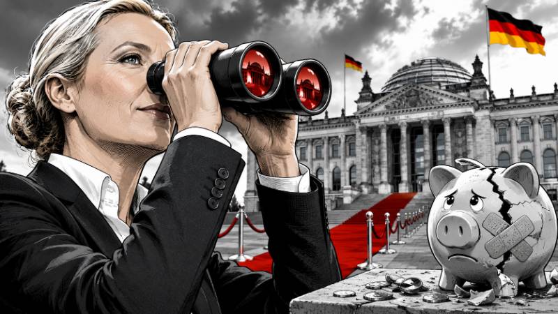 Grafik: Weidel blickt Richtung Kanzleramt